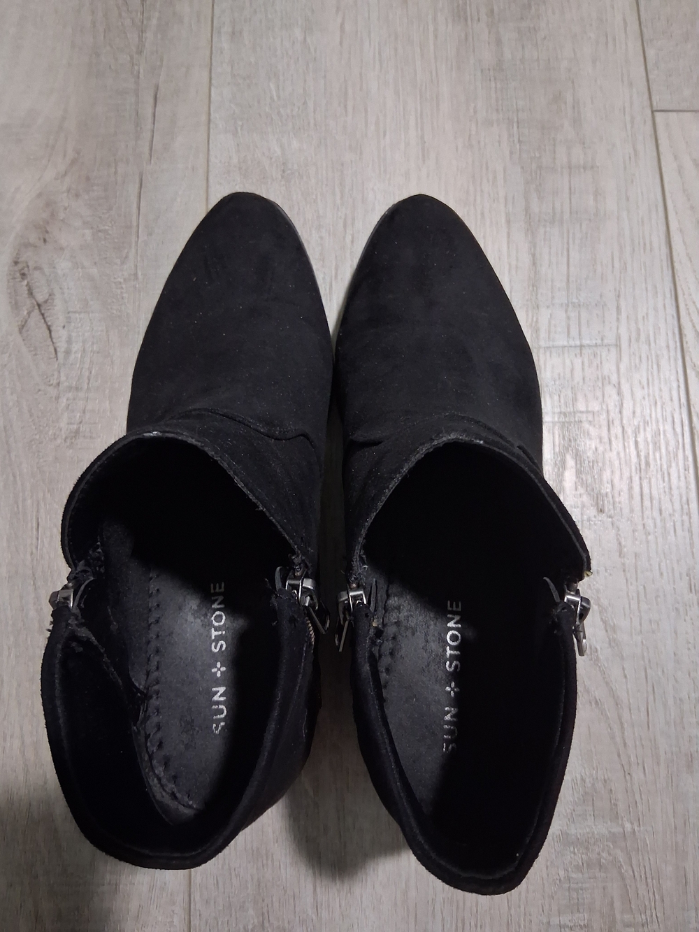 Sun + Stone Black Pointed Toe Ankle Boots